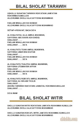 bilal sholat tarawih dan witir bahasa indonesia